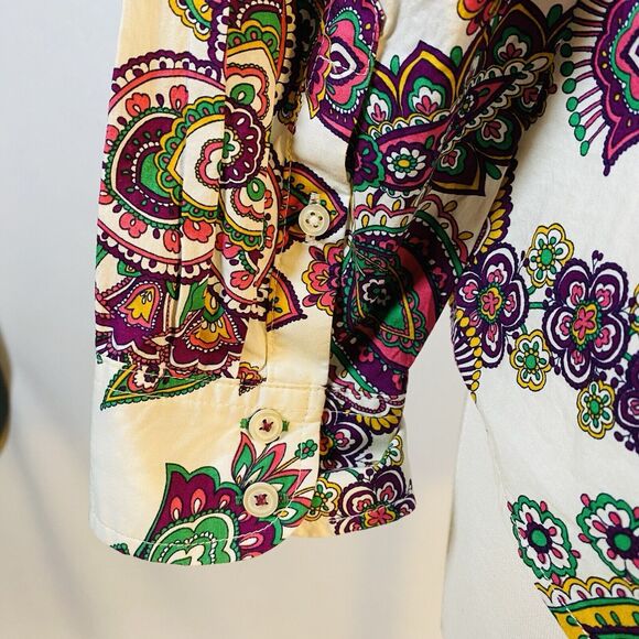 Talbots Petites sz MP Paisley Button Shirt Top - Picture 5 of 10